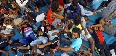  Migrants illégaux à Janzour, Libye, en septembre 2018. ((Mahmud TURKIA / AFP)) 