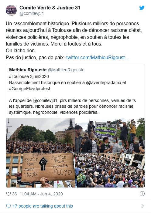 Mobilisation devant la Mairie de Toulouse 2 000 manifestants scandent que le racisme tue aussi en France 2